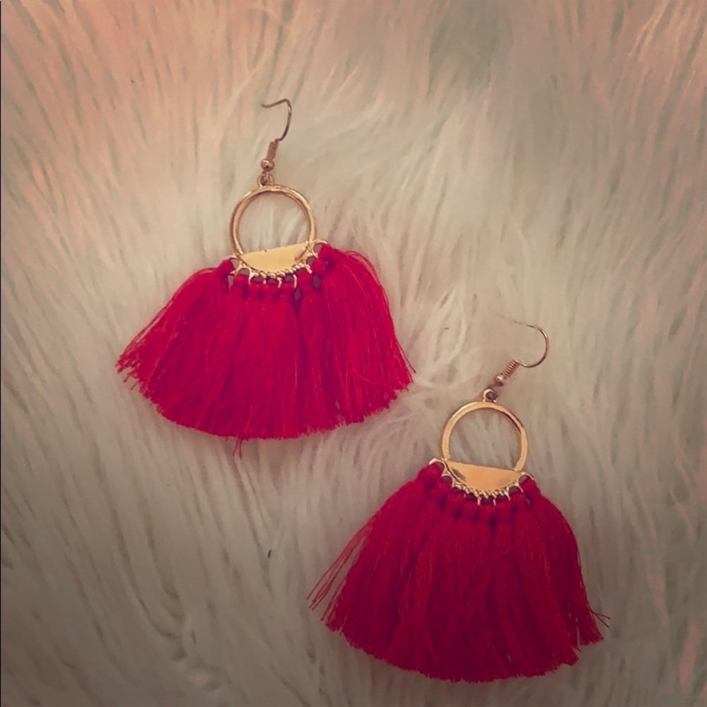 Red costume earrings